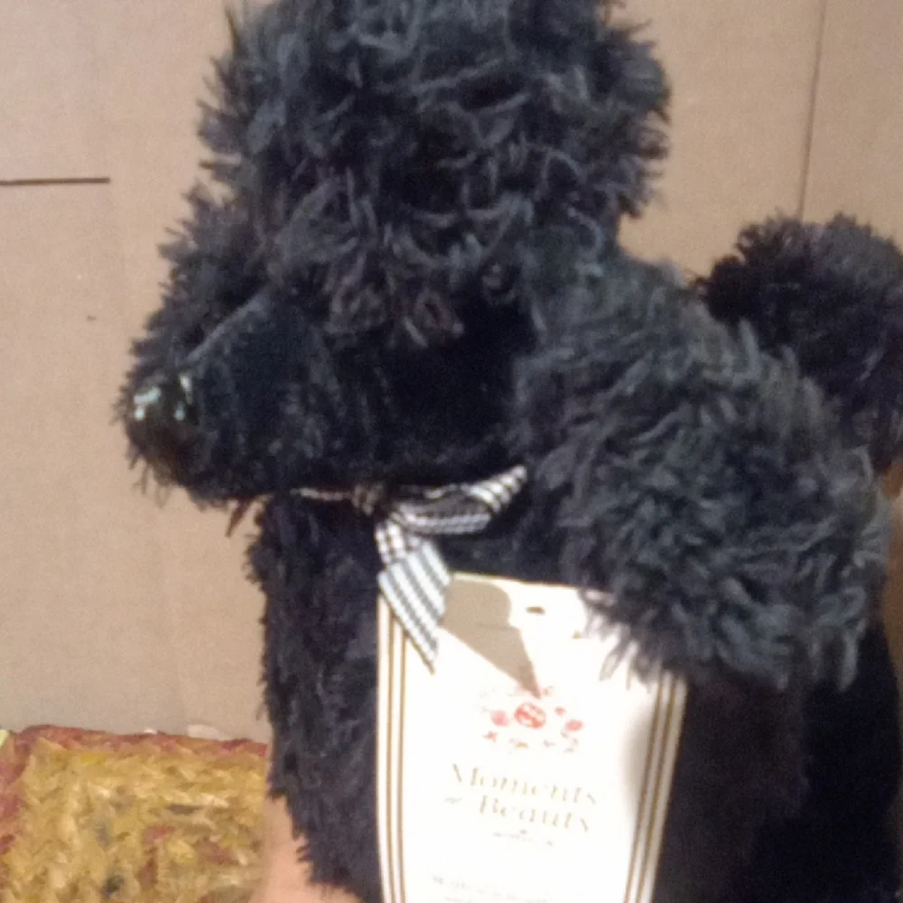 Hallmark Plush Black Poodle with Checkered Bow - Picture 5 of 5